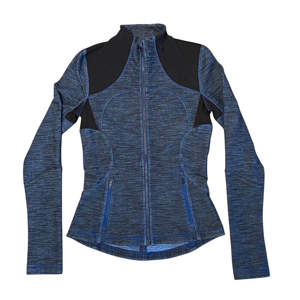 Lululemon Forme Jacket Blue Slub Denim Black Colorway